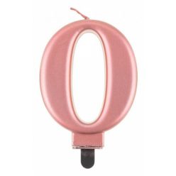 Rose Gold 0-ás Metallic számgyertya, tortagyertya
