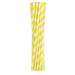 Sárga Yellow Stripes rugalmas papír szívószál 12 db-os
