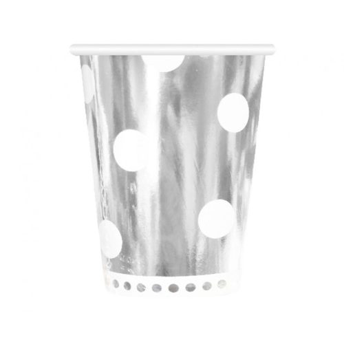 Ezüst B&C Polka Dots Silver papír pohár 6 db-os 266 ml