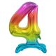 Színes Rainbow 4-es szám fólia lufi talppal 74 cm