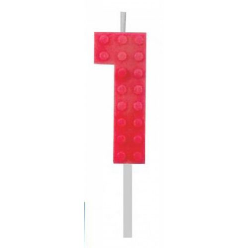 Építőkocka 1-es Red Blocks tortagyertya, számgyertya