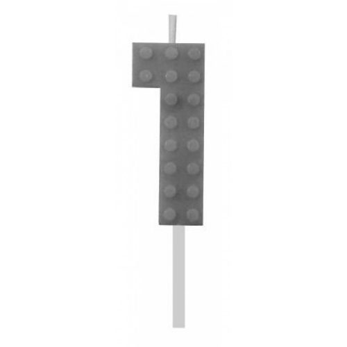 Építőkocka 1-es Grey Blocks tortagyertya, számgyertya
