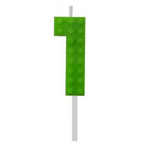 Építőkocka 1-es Green Blocks tortagyertya, számgyertya