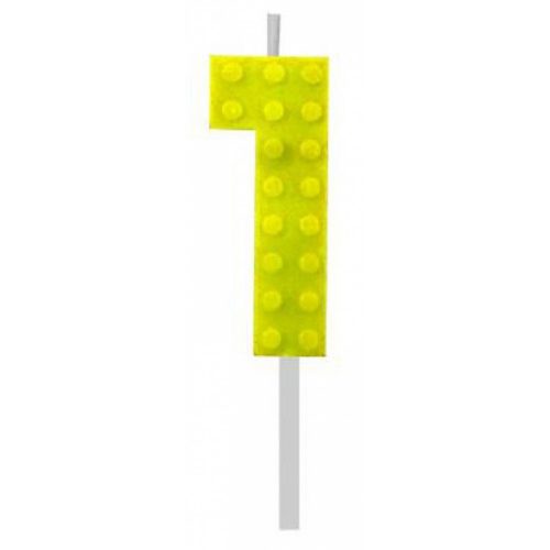 Építőkocka 1-es Yellow Blocks tortagyertya, számgyertya
