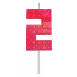 Építőkocka 2-es Red Blocks tortagyertya, számgyertya