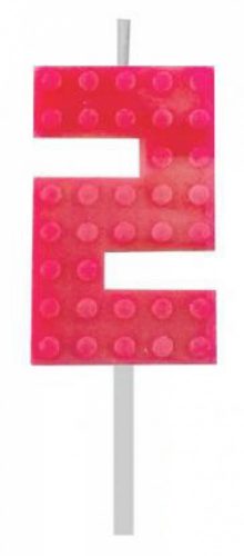 Építőkocka 2-es Red Blocks tortagyertya, számgyertya