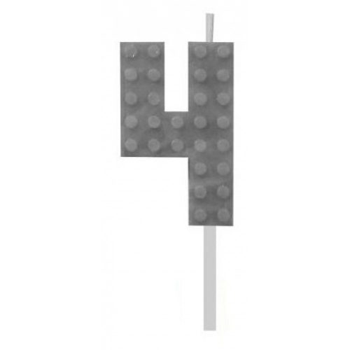 Építőkocka 4-es Grey Blocks tortagyertya, számgyertya