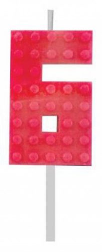 Építőkocka 6-os Red Blocks tortagyertya, számgyertya