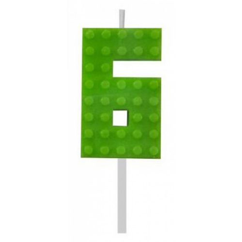 Építőkocka 6-os Green Blocks tortagyertya, számgyertya