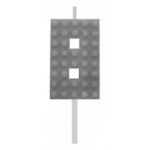 Építőkocka 8-as Grey Blocks tortagyertya, számgyertya