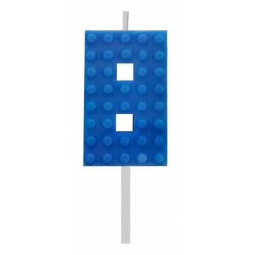 Építőkocka 8-as Blue Blocks tortagyertya, számgyertya