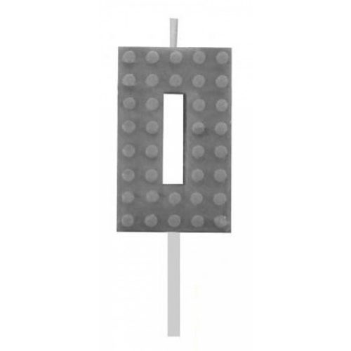 Építőkocka 0-ás Grey Blocks tortagyertya, számgyertya