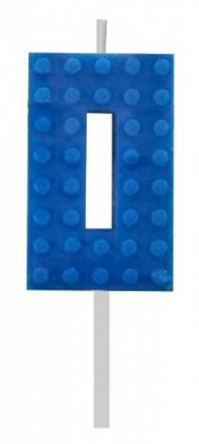 Építőkocka 0-ás Blue Blocks tortagyertya, számgyertya