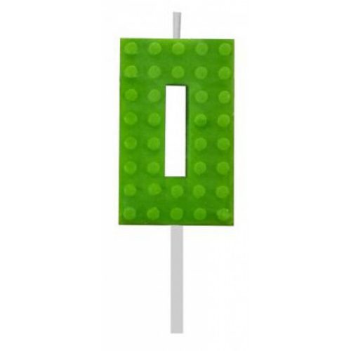 Építőkocka 0-ás Green Blocks tortagyertya, számgyertya