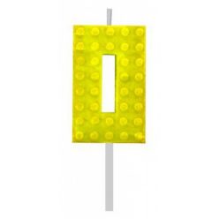 Építőkocka 0-ás Yellow Blocks tortagyertya, számgyertya