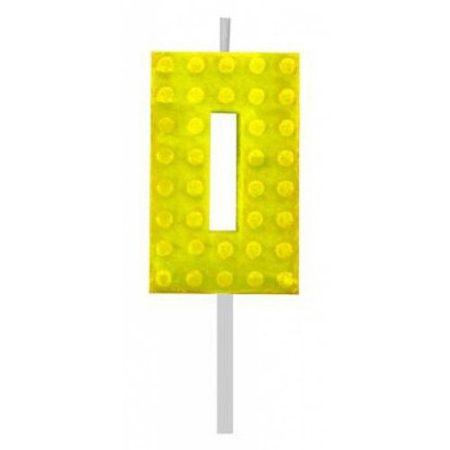 Építőkocka 0-ás Yellow Blocks tortagyertya, számgyertya