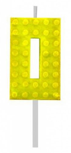 Építőkocka 0-ás Yellow Blocks tortagyertya, számgyertya