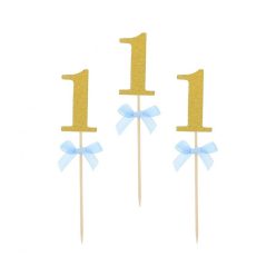 Kék 1st Birthday díszítő pálca 10 db-os