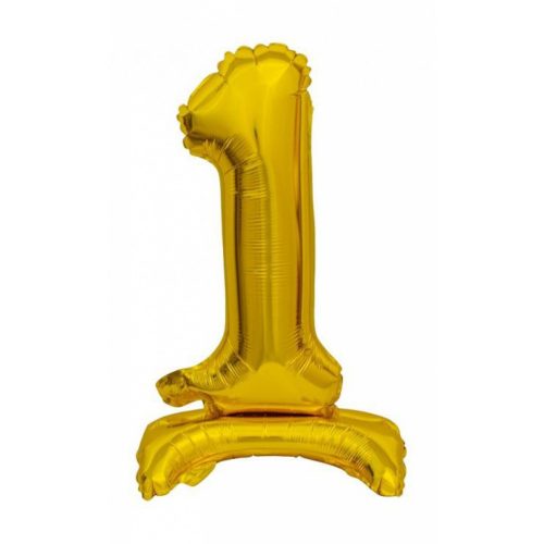 Arany B&C Gold mini 1-es szám fólia lufi talppal 38 cm