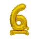 Arany B&C Gold mini 6-os szám fólia lufi talppal 38 cm