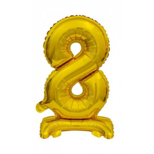 Arany B&C Gold mini 8-as szám fólia lufi talppal 38 cm