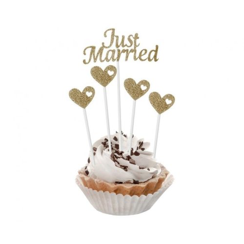 Just Married Gold torta dekoráció 5 db-os