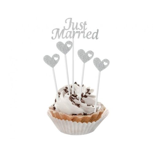 Just Married Silver torta dekoráció 5 db-os