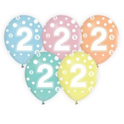 Happy Birthday 2 Dots léggömb, lufi 5 db-os 12 inch (30cm)