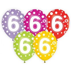 Happy Birthday 6 Dots léggömb, lufi 5 db-os 12 inch (30cm)