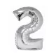 Ezüst 2-es Silver szám fólia lufi 76 cm