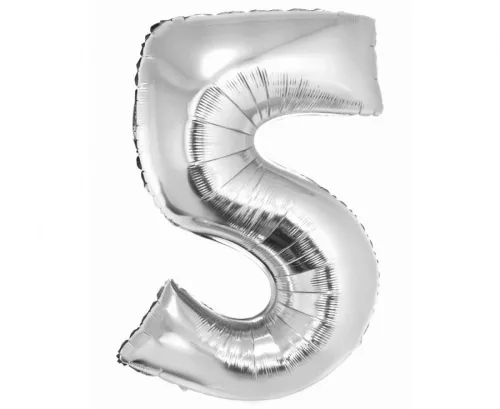 Ezüst 5-ös Silver szám fólia lufi 76 cm