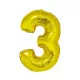 Arany 3-as Gold szám fólia lufi 76 cm