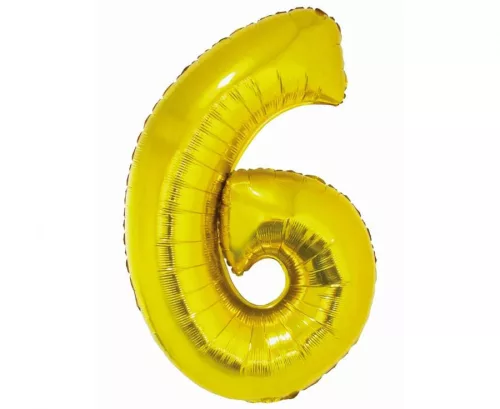 Arany 6-os Gold szám fólia lufi 76 cm