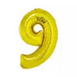 Arany 9-es Gold szám fólia lufi 76 cm