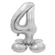 Ezüst 4-es Silver szám fólia lufi talppal 72 cm
