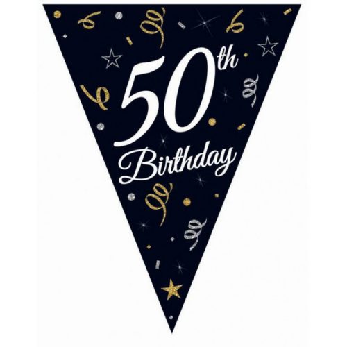 Happy Birthday 50 B&C zászlófüzér 270 cm