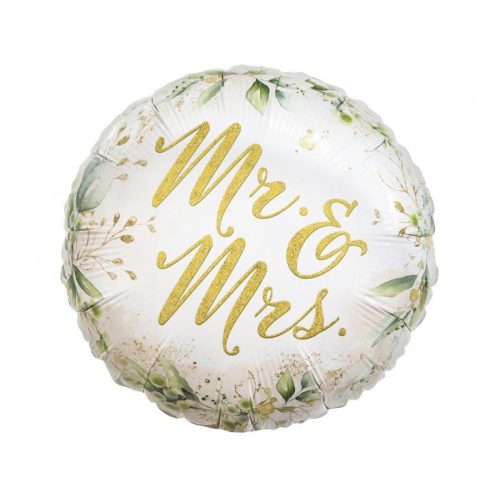 Mr & Mrs, Esküvő fólia lufi 36 cm