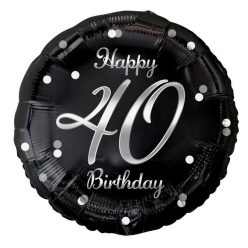 Happy Birthday 40 B&C Silver fólia lufi 36 cm