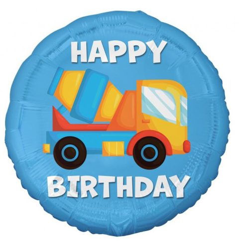 Betonkeverő Happy Birthday Concrete Mixer fólia lufi 36 cm