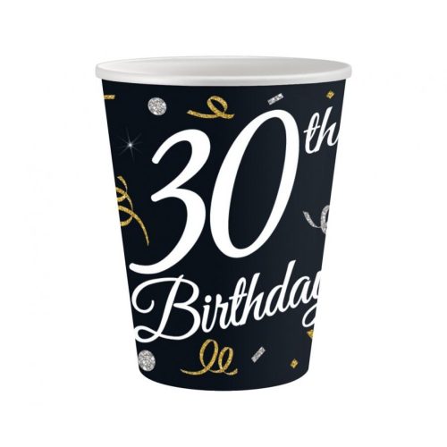 Happy Birthday 30 B&C papír pohár 6 db-os 200 ml