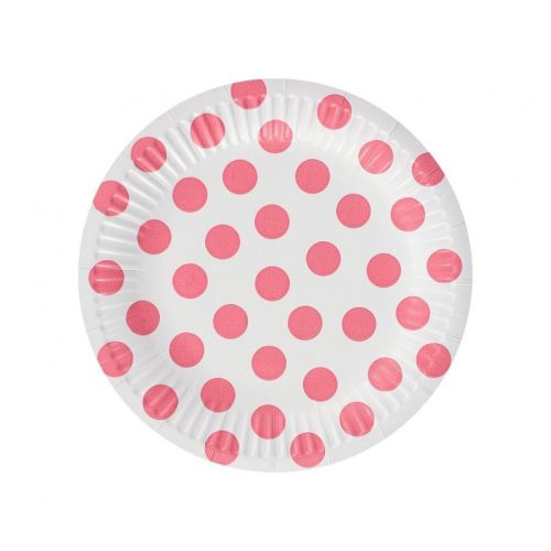 Pöttyös Pink Polka Dots papírtányér 6 db-os 18 cm