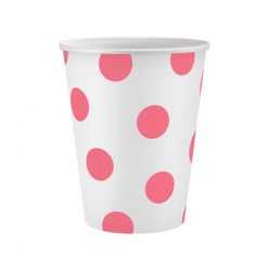 Rózsaszín Pink Polka Dots papír pohár 6 db-os 250 ml