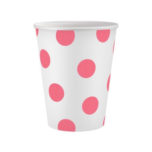 Rózsaszín Pink Polka Dots papír pohár 6 db-os 250 ml