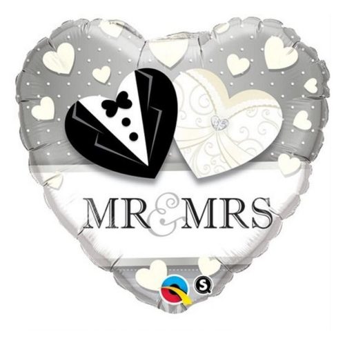 Esküvő Mr & Mrs fólia lufi 46 cm