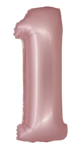 Rózsaszín 1-es Light Pink Mat szám fólia lufi 76 cm