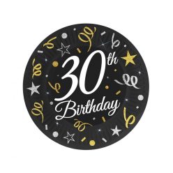 Happy Birthday 30 B&C papírtányér 6 db-os 18 cm