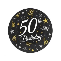 Happy Birthday 50 B&C papírtányér 6 db-os 18 cm