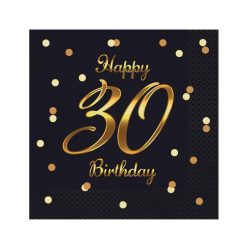 Happy Birthday 30 B&C Black-Gold szalvéta 20 db-os 33x33 cm