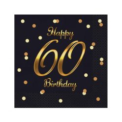 Happy Birthday 60 B&C Gold szalvéta 20 db-os 33x33 cm