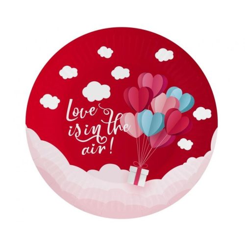 Szerelem Love Is In The Air Red papírtányér 6 db-os 18 cm